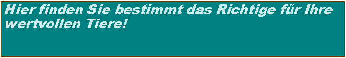 Textfeld: Hier finden Sie bestimmt das Richtige fr Ihre wertvollen Tiere! 